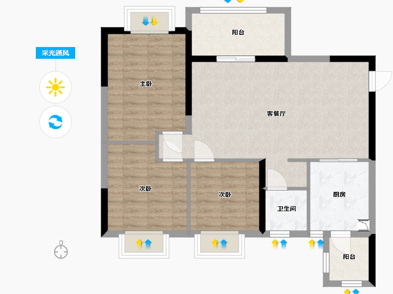 四川省-宜宾市-恒大名都-77.98-户型库-采光通风