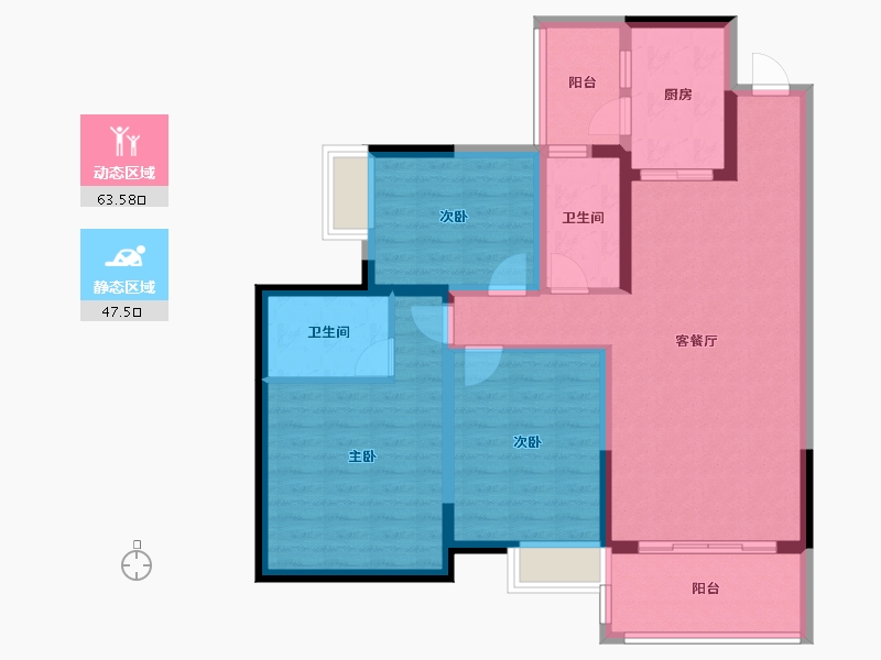 四川省-绵阳市-贤达水韵长滩-98.95-户型库-动静分区