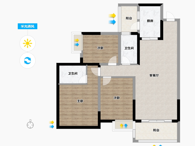 四川省-绵阳市-贤达水韵长滩-98.95-户型库-采光通风