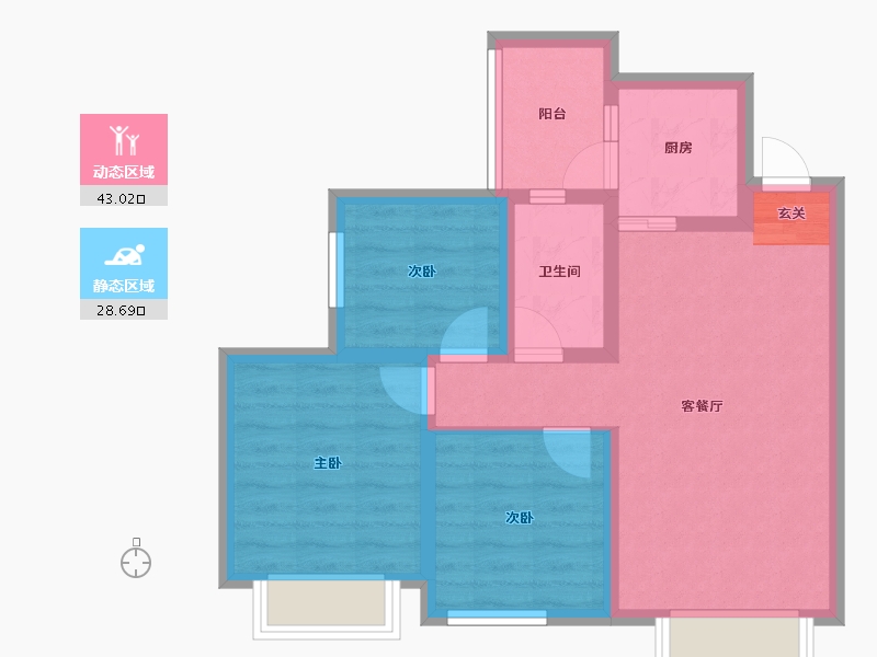 四川省-成都市-金恒德时代金悦-62.81-户型库-动静分区