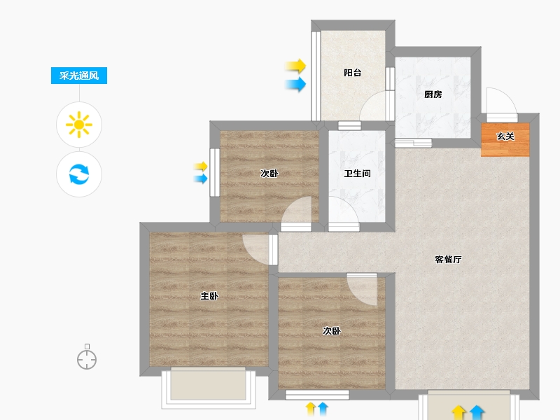 四川省-成都市-金恒德时代金悦-62.81-户型库-采光通风