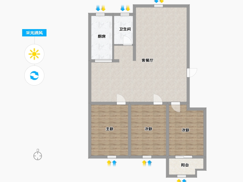 山东省-潍坊市-昌邑潍水龙城-110.00-户型库-采光通风