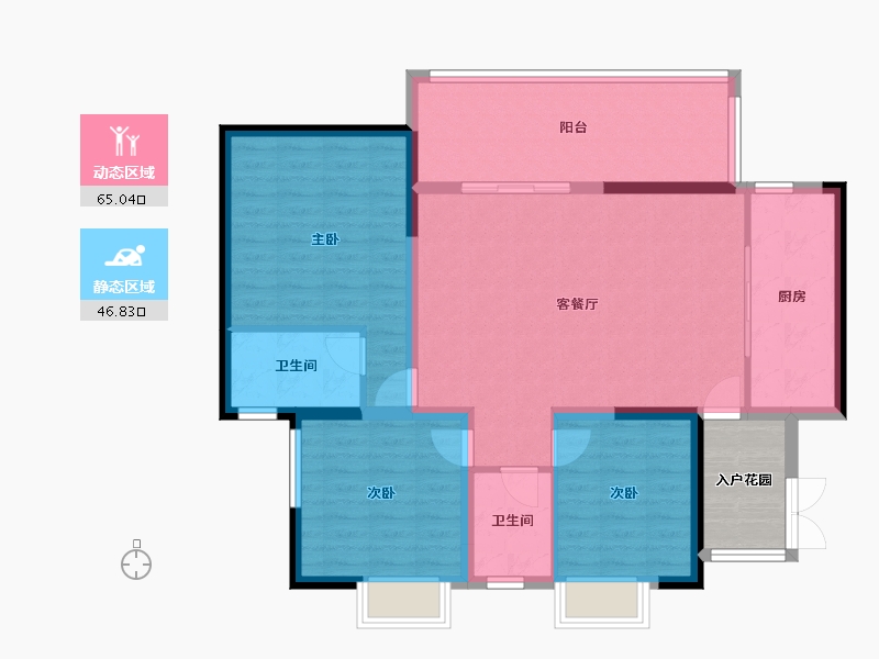 四川省-绵阳市-贤达水韵长滩-106.13-户型库-动静分区