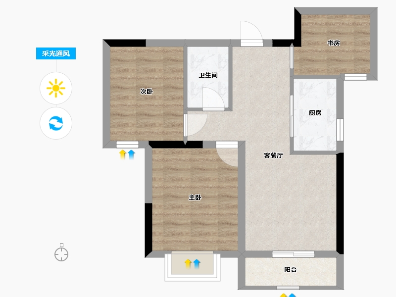 湖南省-长沙市-水墨林溪-57.84-户型库-采光通风