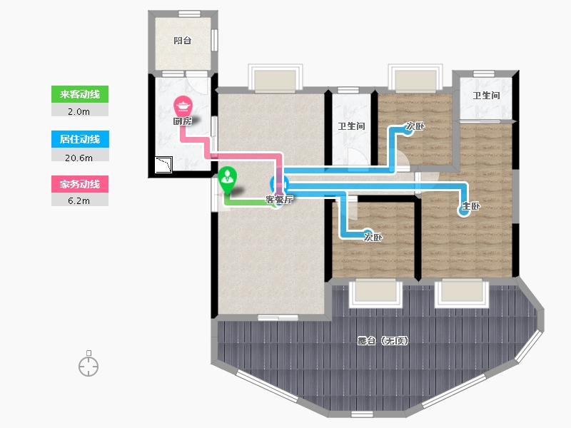 四川省-宜宾市-泰然长江大院-126.47-户型库-动静线