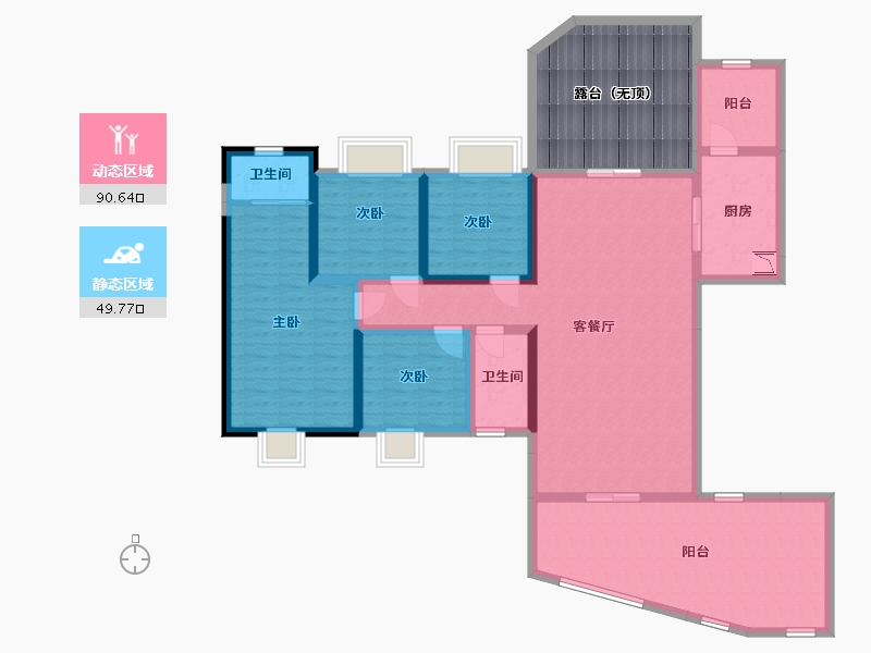 四川省-宜宾市-泰然长江大院-141.36-户型库-动静分区