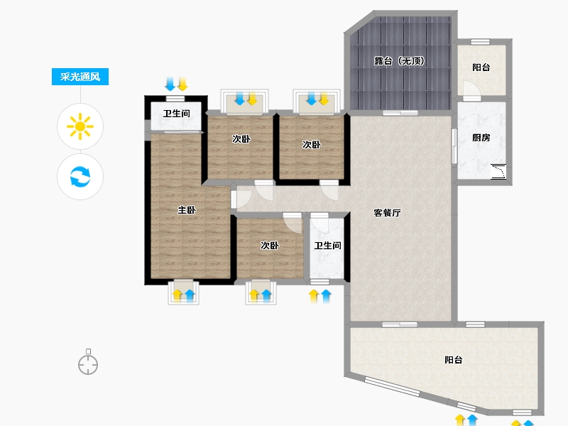 四川省-宜宾市-泰然长江大院-141.36-户型库-采光通风