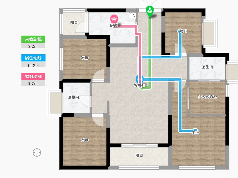 四川省-绵阳市-绵阳CBD万达广场观澜-101.82-户型库-动静线