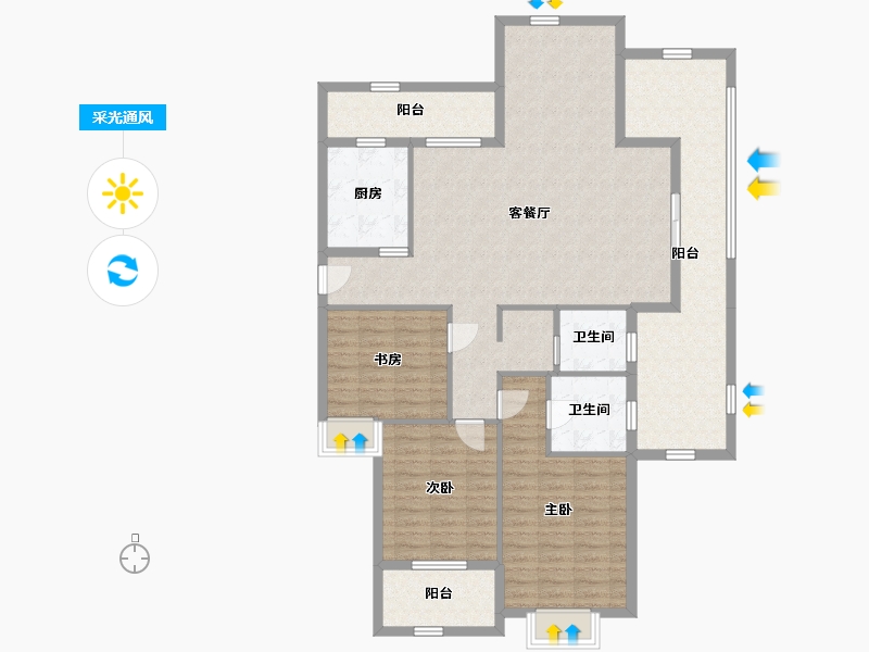 四川省-成都市-汉嘉国际社区-134.98-户型库-采光通风