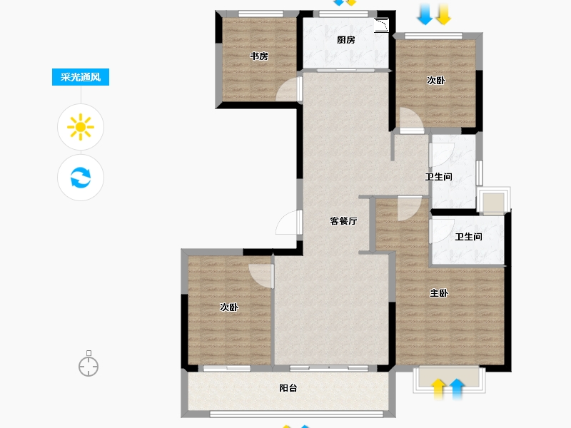 江苏省-南京市-江与城-128.01-户型库-采光通风