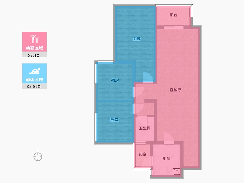 四川省-成都市-俊发滨河俊园-74.00-户型库-动静分区