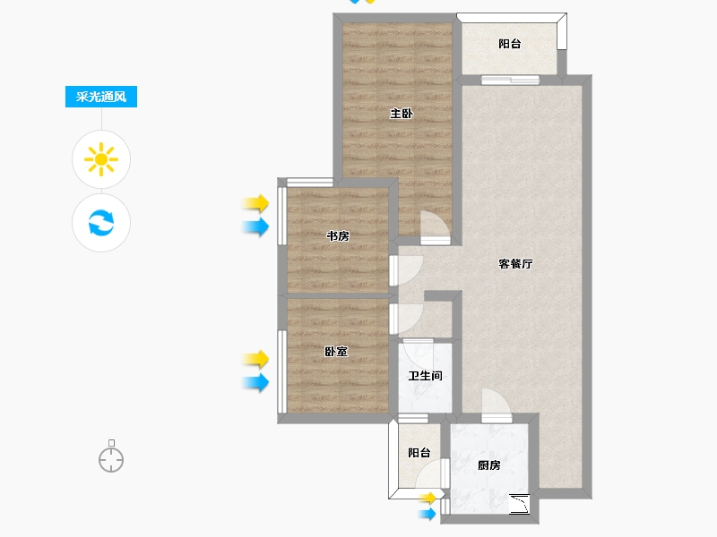 四川省-成都市-俊发滨河俊园-74.00-户型库-采光通风