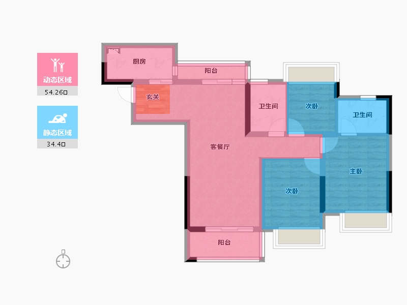 四川省-成都市-蓝光圣菲悦城-78.04-户型库-动静分区