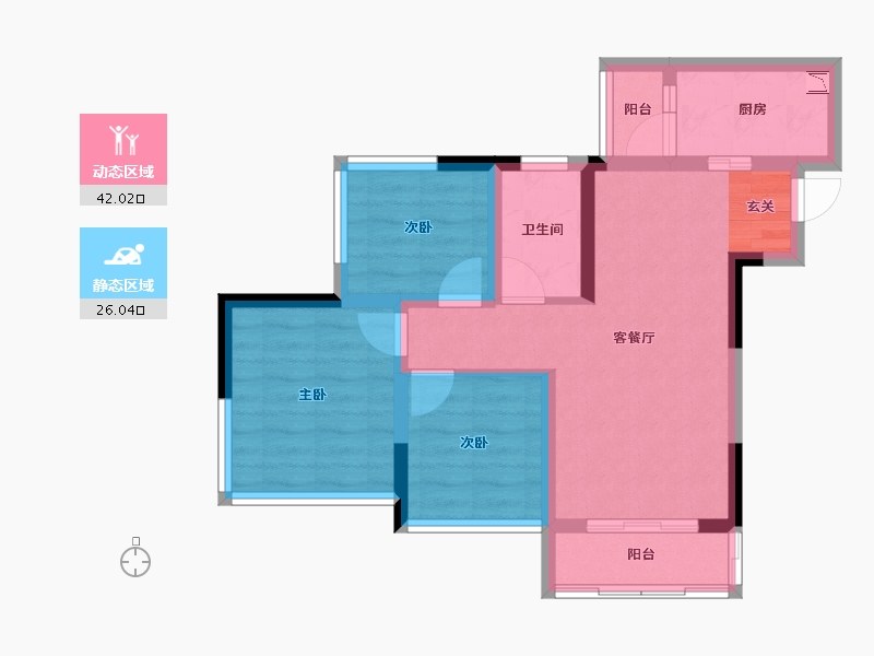 四川省-成都市-蓝光圣菲悦城-59.98-户型库-动静分区