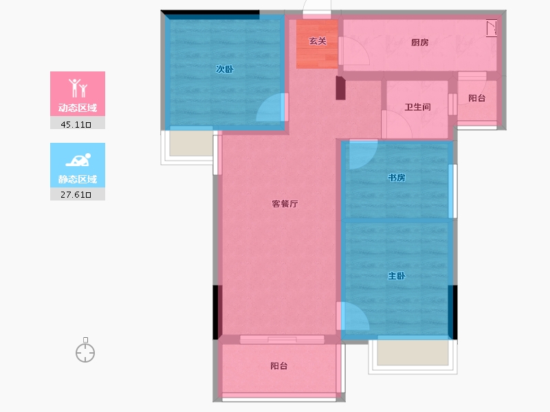 四川省-成都市-蓝光圣菲悦城-63.74-户型库-动静分区