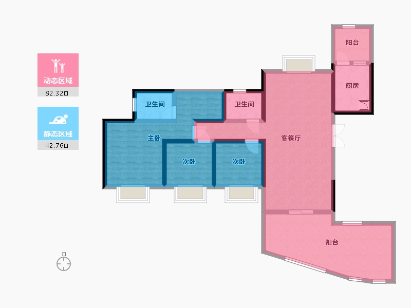 四川省-宜宾市-泰然长江大院-110.03-户型库-动静分区