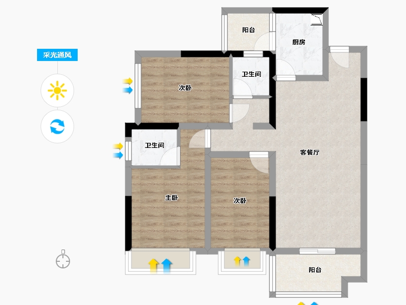 四川省-巴中市-置信城壹号院-81.65-户型库-采光通风