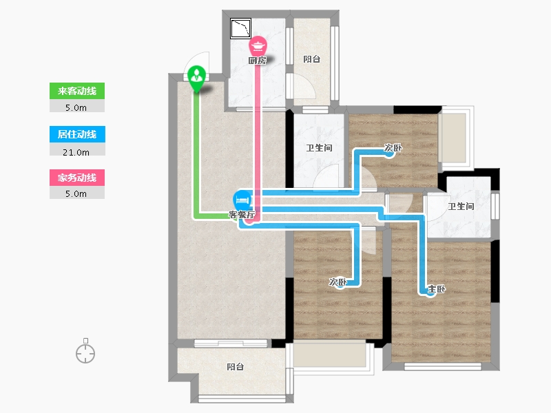 四川省-绵阳市-东原华宇朗阅-75.97-户型库-动静线