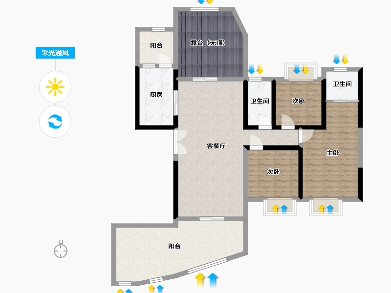 四川省-宜宾市-泰然长江大院-126.47-户型库-采光通风