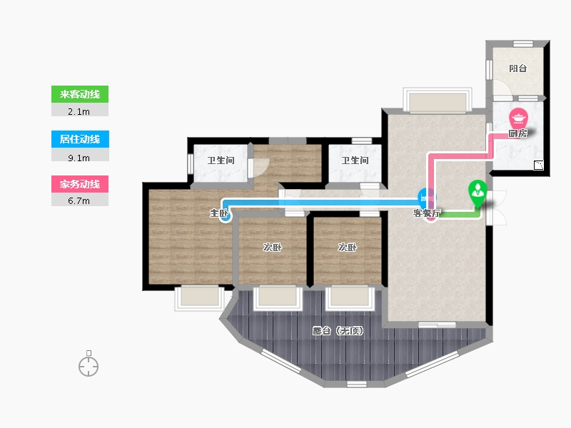 四川省-宜宾市-泰然长江大院-112.87-户型库-动静线