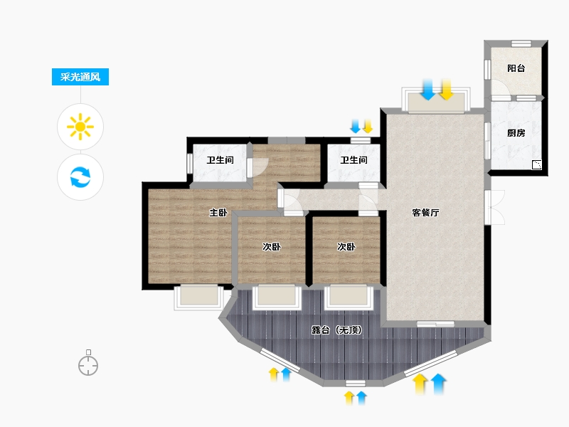 四川省-宜宾市-泰然长江大院-112.87-户型库-采光通风