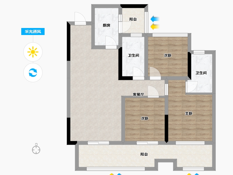 四川省-巴中市-置信城壹号院-86.49-户型库-采光通风