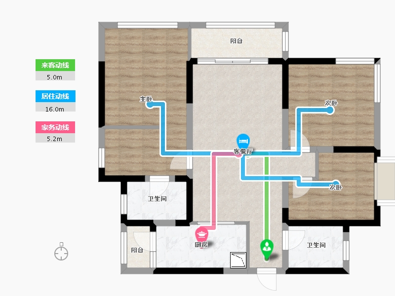 四川省-绵阳市-绵阳CBD万达广场观澜-87.94-户型库-动静线