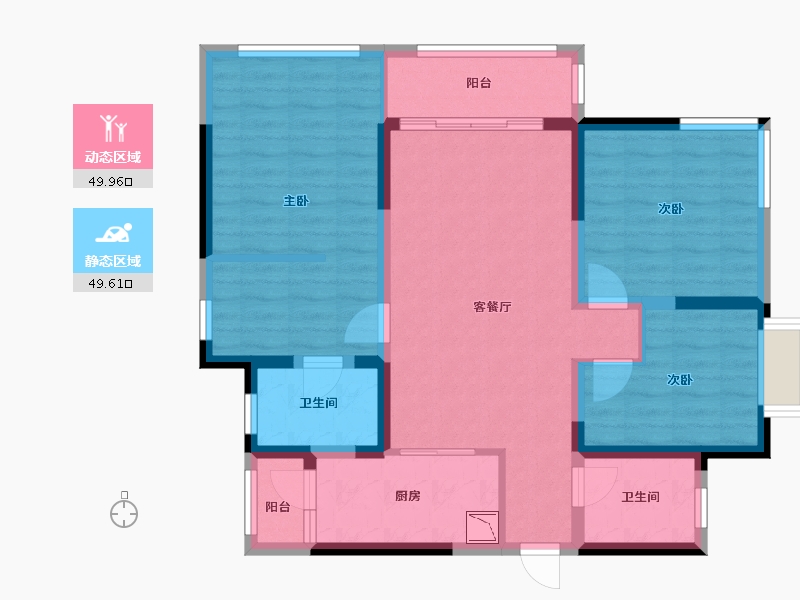 四川省-绵阳市-绵阳CBD万达广场观澜-87.94-户型库-动静分区