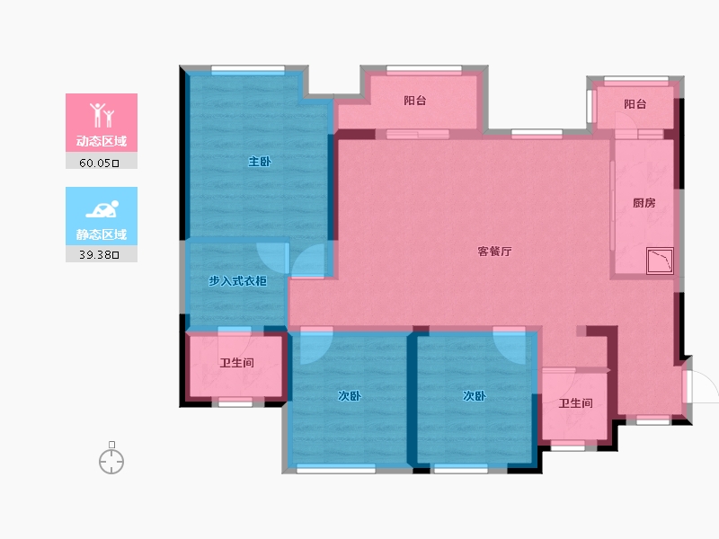 四川省-绵阳市-绵阳CBD万达广场观澜-87.29-户型库-动静分区