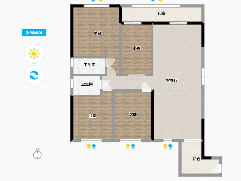 四川省-宜宾市-恒旭铜雀台-128.51-户型库-采光通风