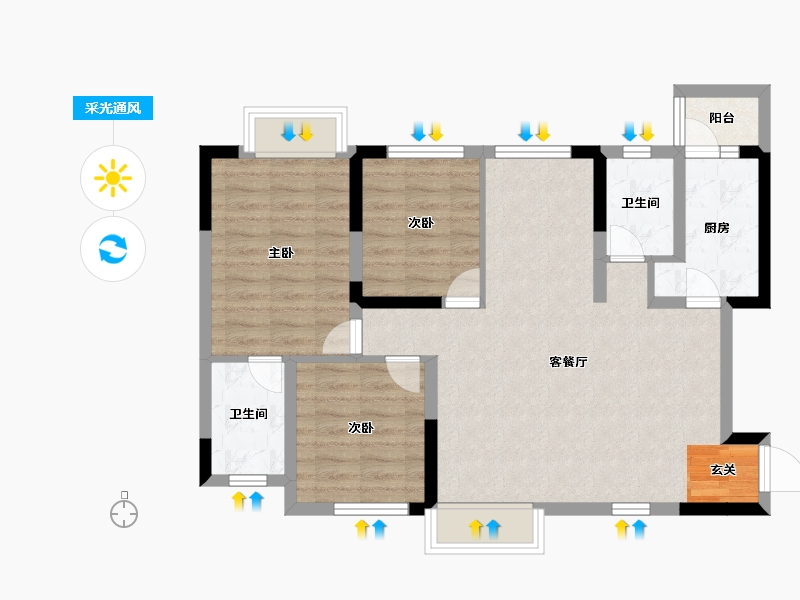 四川省-成都市-龙城半岛-79.30-户型库-采光通风