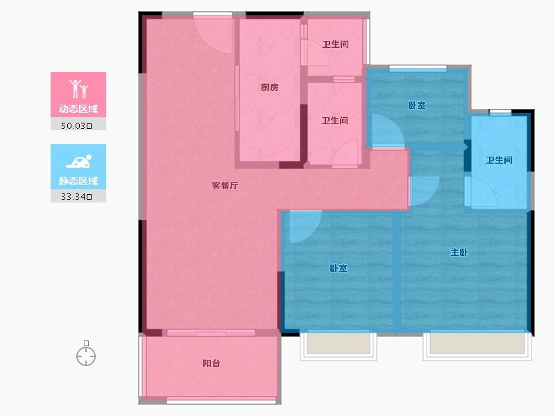 四川省-南充市-泽科凌云御府-75.55-户型库-动静分区