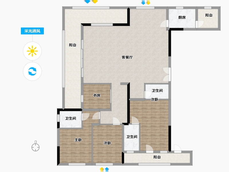 四川省-宜宾市-恒旭铜雀台-188.56-户型库-采光通风