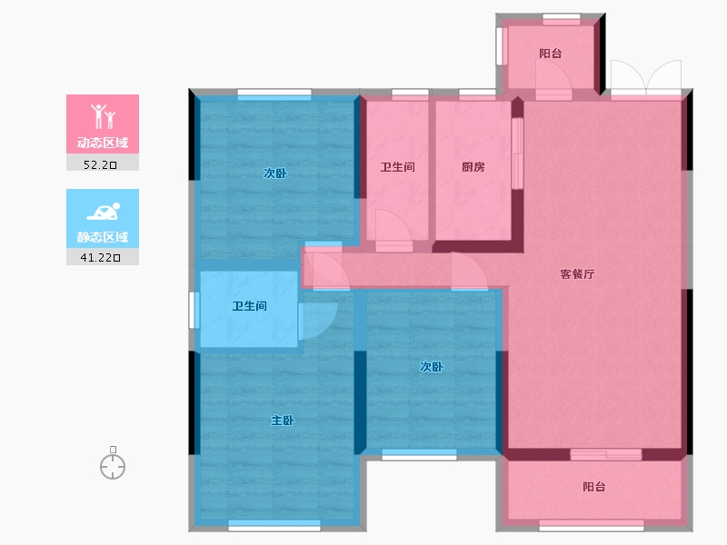 四川省-宜宾市-恒旭铜雀台-82.66-户型库-动静分区