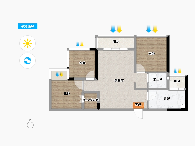 四川省-成都市-蓝光圣菲悦城-59.04-户型库-采光通风