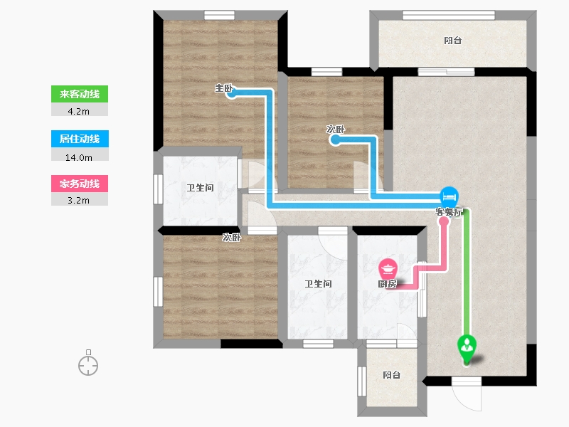 四川省-宜宾市-恒旭铜雀台-76.96-户型库-动静线