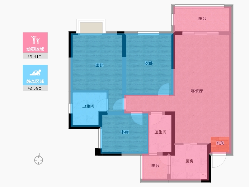 四川省-成都市-龙城半岛-87.84-户型库-动静分区