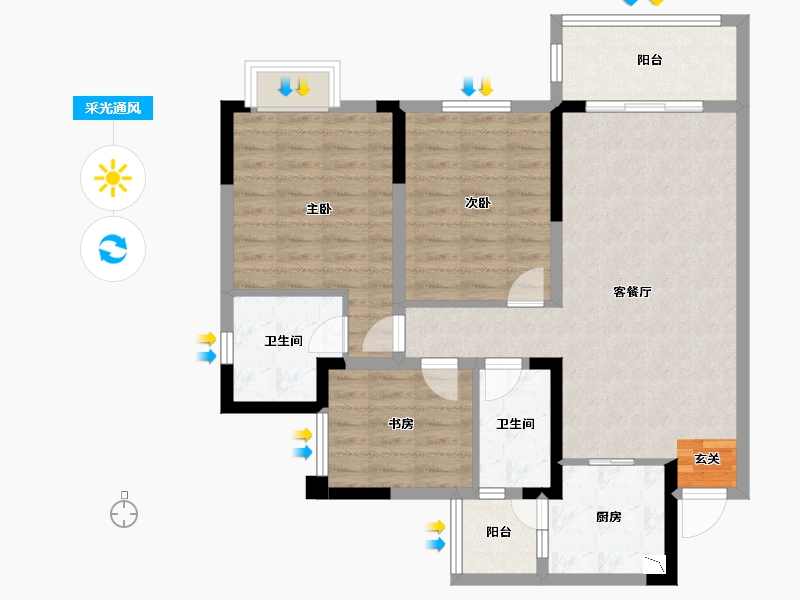 四川省-成都市-龙城半岛-87.84-户型库-采光通风