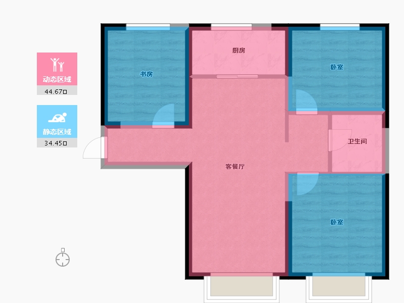 天津-undefined-滨海欣嘉园暖塘-70.47-户型库-动静分区