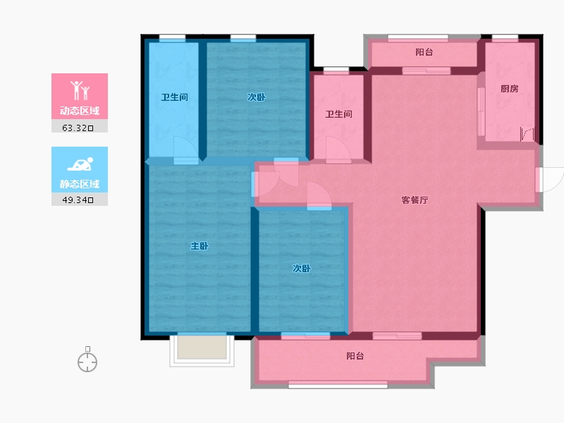 陕西省-西安市-御锦城-99.33-户型库-动静分区