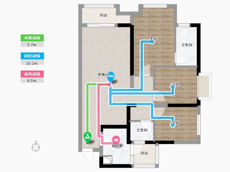 四川省-绵阳市-绵阳CBD万达广场观澜-77.52-户型库-动静线