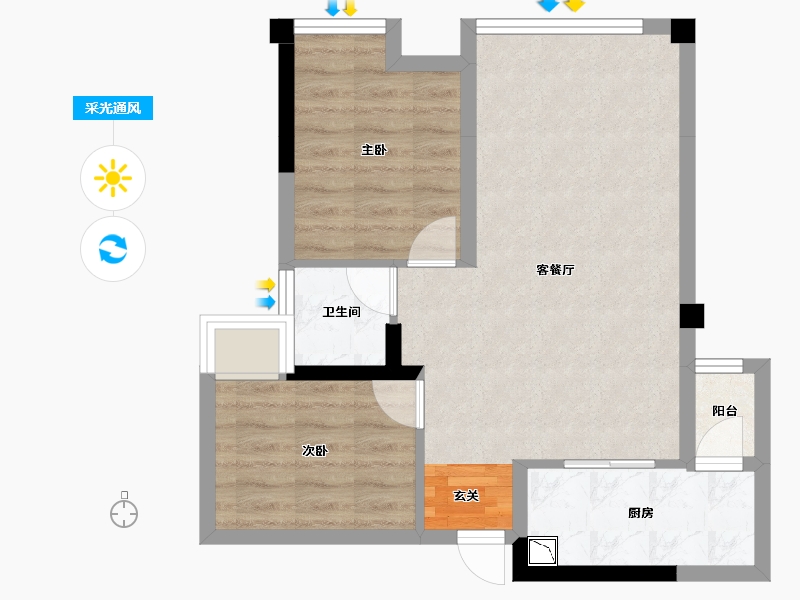 四川省-成都市-嘉通云玺住宅-56.84-户型库-采光通风