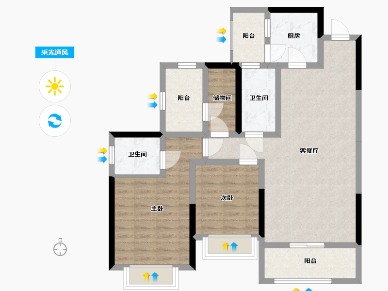 四川省-宜宾市-海上明月·南院-84.58-户型库-采光通风