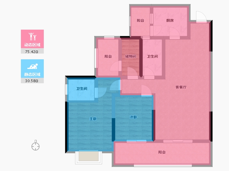 四川省-宜宾市-海上明月·南院-93.22-户型库-动静分区