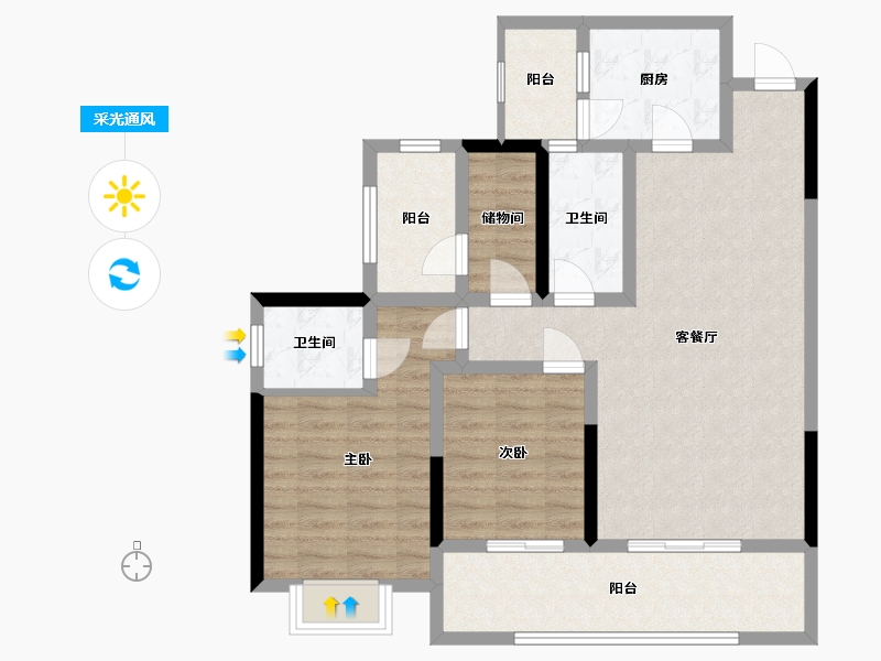 四川省-宜宾市-海上明月·南院-93.22-户型库-采光通风