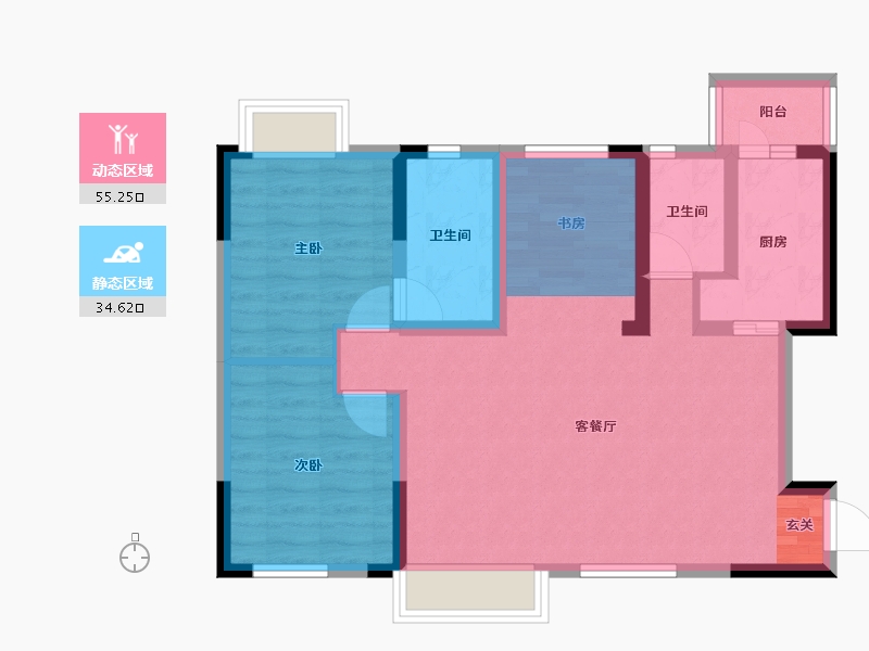 四川省-成都市-龙城半岛-74.40-户型库-动静分区