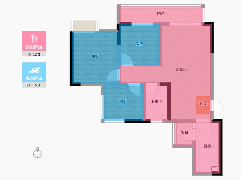 四川省-成都市-蓝光圣菲悦城-61.80-户型库-动静分区