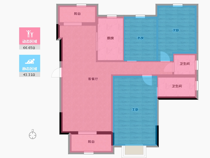 四川省-成都市-汉嘉国际社区-98.67-户型库-动静分区