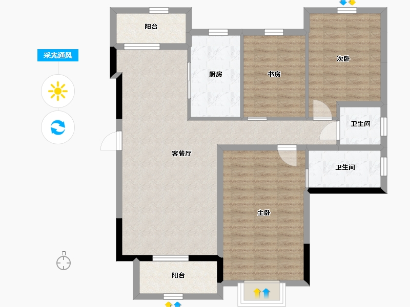 四川省-成都市-汉嘉国际社区-98.67-户型库-采光通风