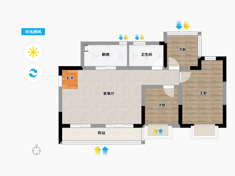 四川省-成都市-蓝光圣菲悦城-66.53-户型库-采光通风